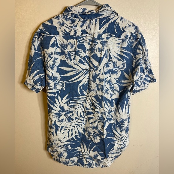 Polo Ralph Lauren 1/2 Button Hawaiian Shirt Mens small Linen Floral Button Down - Picture 5 of 5